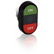 1SFA611132R1106 Кнопка двойная MPD3-11B (зеленая/красная) непрозрачная черная линза с текстом (ON/OFF)
