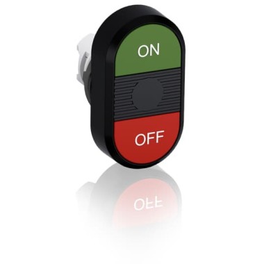 1SFA611132R1106 Кнопка двойная MPD3-11B (зеленая/красная) непрозрачная черная линза с текстом (ON/OFF)