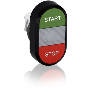 1SFA611133R1108 Кнопка двойная MPD4-11С (зеленая/красная) прозрачная линза с текстом (START/STOP)