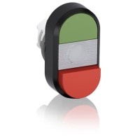 1SFA611141R1108 Кнопка двойная MPD12-11С (зеленая/красная-выступающая) прозрачная линза без текста