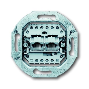 2CKA000230A0243 Механизм 2-постовой телефонной розетки 8/8 полюсов, раздельно, RJ 11/12; RJ 45; ISDN, категория 3