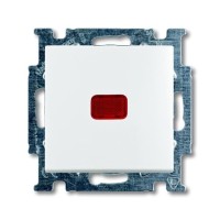 2CKA001012A2143 Механизм 1-клавишного, 1-полюсного переключателя, с клавишей, с линзой подсветки, с неоновой лампой, с N-клеммой, серия Basic 55, цвет альпийский белый