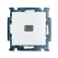 2CKA001413A1081 Механизм 1-клавишной, 1-полюсной кнопки (нормально-открытый контакт), с N-клеммой, с клавишей, с линзой подсветки, серия Basic 55, цвет альпийский белый