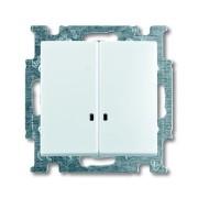 2CKA001012A2154 Механизм 2-клавишного, 1-полюсного выключателя с клавишей, с линзой подсветки, с неоновой лампой, серия Basic 55, цвет альпийский белый