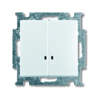 2CKA001012A2154 Механизм 2-клавишного, 1-полюсного выключателя с клавишей, с линзой подсветки, с неоновой лампой, серия Basic 55, цвет альпийский белый