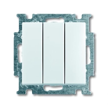 2CKA001012A2155 Механизм 3-клавишного, 1-полюсного выключателя, с клавишей, 16 А / 250 В, серия Basic 55, цвет альпийский белый