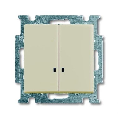 2CKA001012A2157 Механизм 2-клавишного, 1-полюсного выключателя с клавишей, с линзой подсветки, с неоновой лампой, серия Basic 55, цвет слоновая кость