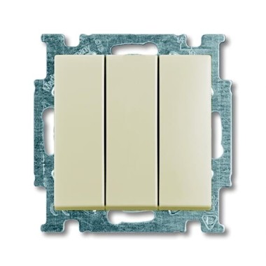 2CKA001012A2158 Механизм 3-клавишного, 1-полюсного выключателя, с клавишей, 16 А / 250 В, серия Basic 55, цвет слоновая кость