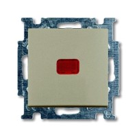 2CKA001413A1093 Механизм 1-клавишной, 1-полюсной кнопки (нормально-открытый контакт), с N-клеммой, с клавишей, с полем для надписи, с символом ЗВОНОК, серия Basic 55, цвет шампань