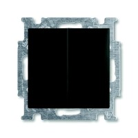 2CKA001012A2178 Механизм 2-клавишного, 1-полюсного выключателя с клавишей, с линзой подсветки, с неоновой лампой, серия Basic 55, цвет château-black