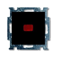 2CKA001413A1097 Механизм 1-клавишной, 1-полюсной кнопки (нормально-открытый контакт), с N-клеммой, с клавишей, с полем для надписи, с символом ЗВОНОК, серия Basic 55, цвет château-black
