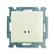 2CKA001012A2188 Механизм 2-клавишного, 1-полюсного выключателя с клавишей, с линзой подсветки, с неоновой лампой, серия Basic 55, цвет chalet-white