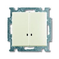 2CKA001012A2188 Механизм 2-клавишного, 1-полюсного выключателя с клавишей, с линзой подсветки, с неоновой лампой, серия Basic 55, цвет chalet-white