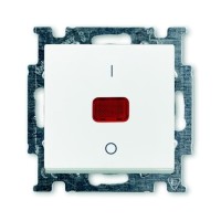 2CKA001020A0089 Механизм 1-клавишного, 2-полюсного выключателя, с клавишей, с линзой, с неоновой лампой, с маркировкой I/O, 20 А / 250 В, серия Basi 55, цвет альпийский белый