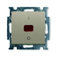 2CKA001020A0091 Механизм 1-клавишного, 2-полюсного выключателя, с клавишей, с линзой, с неоновой лампой, с маркировкой I/O, 20 А / 250 В, серия Basi 55, цвет шампань