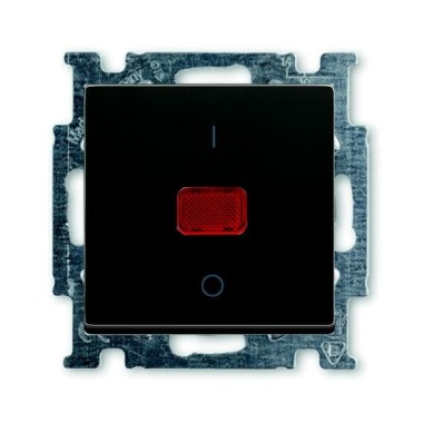 2CKA001020A0092 Механизм 1-клавишного, 2-полюсного выключателя, с клавишей, с линзой, с неоновой лампой, с маркировкой I/O, 20 А / 250 В, серия Basi 55, цвет château-black
