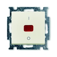2CKA001020A0093 Механизм 1-клавишного, 2-полюсного выключателя, с клавишей, с линзой, с неоновой лампой, с маркировкой I/O, 20 А / 250 В, серия Basi 55, цвет chalet-white