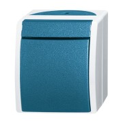2CKA001085A1604 Переключатель 1-клавишный, перекрестный, IP44, для открытого монтажа, серия ocean, цвет серый/сине-зелёный