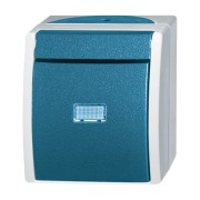 2CKA001085A1613 Переключатель 1-клавишный, с подсветкой, IP44, для открытого монтажа, серия ocean, цвет серый/сине-зелёный