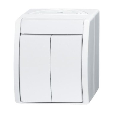 2CKA001085A1621 Выключатель 2-клавишный, для открытого монтажа, IP44, серия ocean, цвет альпийский белый