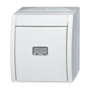 2CKA001085A1626 Переключатель 1-клавишный, с подсветкой, IP44, для открытого монтажа, серия ocean, цвет альпийский белый