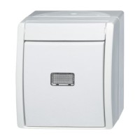 2CKA001085A1626 Переключатель 1-клавишный, с подсветкой, IP44, для открытого монтажа, серия ocean, цвет альпийский белый