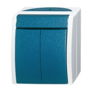 2CKA001085A1633 Выключатель 2-клавишный, для открытого монтажа, IP44, серия ocean, цвет серый/сине-зелёный