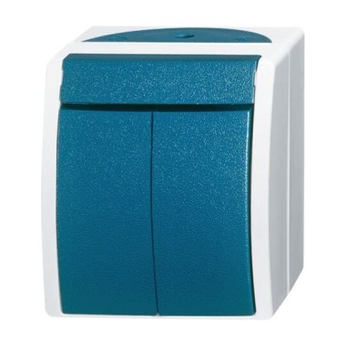 2CKA001085A1633 Выключатель 2-клавишный, для открытого монтажа, IP44, серия ocean, цвет серый/сине-зелёный