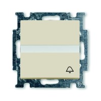 2CKA001413A1087 Механизм 1-клавишной, 1-полюсной кнопки (нормально-открытый контакт), с N-клеммой, с клавишей, с полем для надписи, с символом ЗВОНОК, серия Basic 55, цвет слоновая кость
