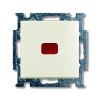 2CKA001413A1100 Механизм 1-клавишной, 1-полюсной кнопки (нормально-открытый контакт), с N-клеммой, с клавишей, с линзой подсветки, серия Basic 55, цвет chalet-white