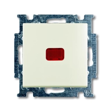 2CKA001413A1101 Механизм 1-клавишной, 1-полюсной кнопки (нормально-открытый контакт), с N-клеммой, с клавишей, с полем для надписи, с символом ЗВОНОК, серия Basic 55, цвет chalet-white