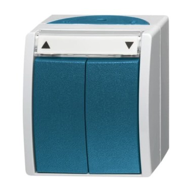 2CKA001442A0469 Выключатель жалюзи, без фиксации, для открытого монтажа, IP44, серия ocean, цвет серый/сине-зелёный