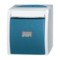 2CKA001484A0373 Кнопка 1-клавишная, нормально-открытый контакт, с 2-мя независимыми сигнальными контактами, IP44, для открытого монтажа, серия ocean цвет серый/сине-зелёный