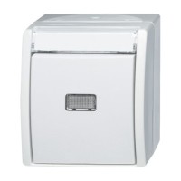 2CKA001484A0378 Кнопка 1-клавишная, нормально-открытый контакт, с 2-мя независимыми сигнальными контактами, IP44, для открытого монтажа, серия ocean цвет альпийский белый