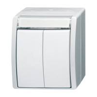 2CKA001484A0379 Кнопка 2-клавишная, нормально-открытый контакт, с 2-мя раздельными цепями, IP44, для открытого монтажа, серия ocean, цвет альпийский белый