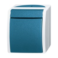 2CKA001484A0382 Кнопка 1-клавишная, 1-полюсная, с N-клеммой, IP44, для открытого монтажа, серия ocean, цвет серый/сине-зелёный