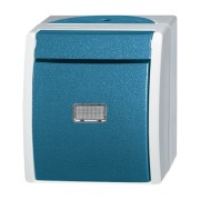 2CKA001484A0383 Кнопка 1-клавишная, 1-полюсная, с подсветкой, IP44, для открытого монтажа, серия ocean, цвет серый/сине-зелёный