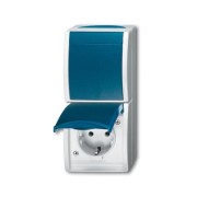 2CKA001684A0316 Блок из 1-клавишного переключателя и розетки SCHUKO для открытого монтажа, IP44, серия ocean, цвет серый/сине-зелёный