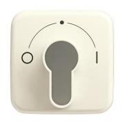 2CKA001710A1340 Плата центральная (накладка) с поворотной ручкой, с маркировкой для механизма выключателя жалюзи с зам. 2712/2713 U и 2722/2723 U, серия Busch-Duro 2000 SI, цвет слоновая кость