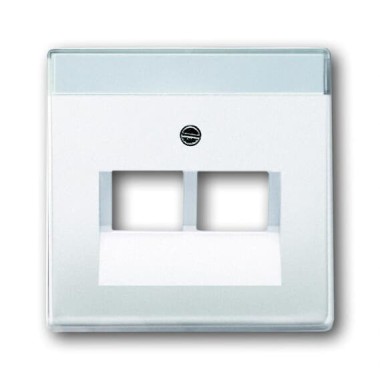 2CKA001710A1551 Плата центральная (накладка) для 2-постовой телекоммуникационной розетки 0214, 0215, 0218/12, 0220/12, 0221/12  с полем для надписи, серия: Future/Axcent/Carat/Династия, цвет: альпийский белый