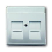 2CKA001710A3767 Плата центральная (накладка) для коммуникационных розеток с суппортами 1810, 1812, 1814, 1816 и 1818 с полем для надписи, серия pure/сталь