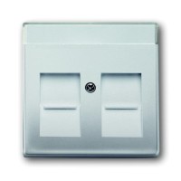 2CKA001710A3767 Плата центральная (накладка) для коммуникационных розеток с суппортами 1810, 1812, 1814, 1816 и 1818 с полем для надписи, серия pure/сталь