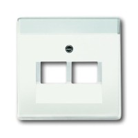2CKA001710A3888 Плата центральная (накладка) для 2-постовой телекоммуникационной розетки 0214, 0215, 0218/12, 0220/12, 0221/12  с полем для надписи, серия: Future/Axcent/Carat/Династия, цвет: белый бархат