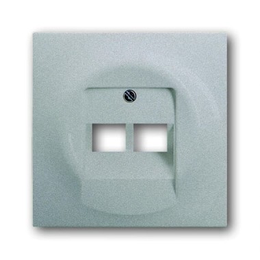 2CKA001753A0084 Плата центральная (накладка) для 2-постовой телекоммуникационной розетки 0214, 0215, 0218/12, 0220/12, 0221/12  с полем для надписи, цвет серебристый металлик