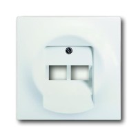 2CKA001753A0192 Плата центральная (накладка) для 2-постовой телекоммуникационной розетки 0214, 0215, 0218/12, 0220/12, 0221/12  с полем для надписи, серия impuls, цвет белый бархат