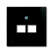 2CKA001753A0206 Плата центральная (накладка) для 2-постовой телекоммуникационной розетки 0214, 0215, 0218/12, 0220/12, 0221/12, с полем для надписи, серия Basic 55 цвет château-black