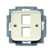 2CKA001753A3957 Плата центральная (накладка) для 2-х телекоммуникационных разъемов 0210, 0211 и 0219, серия Busch-Duro 2000 SI, цвет слоновая кость