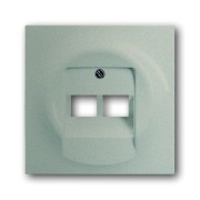 2CKA001753A9038 Плата центральная (накладка) для 2-постовой телекоммуникационной розетки 0214, 0215, 0218/12, 0220/12, 0221/12  с полем для надписи, серия impuls, цвет шампань-металлик