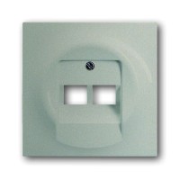 2CKA001753A9038 Плата центральная (накладка) для 2-постовой телекоммуникационной розетки 0214, 0215, 0218/12, 0220/12, 0221/12  с полем для надписи, серия impuls, цвет шампань-металлик