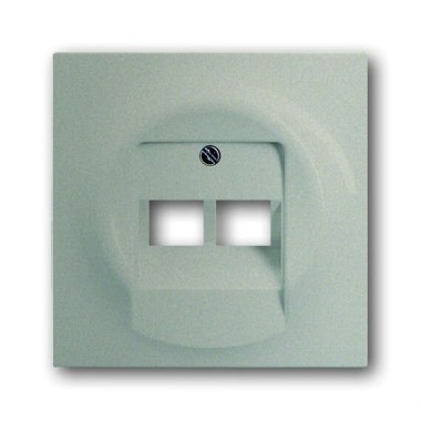 2CKA001753A9038 Плата центральная (накладка) для 2-постовой телекоммуникационной розетки 0214, 0215, 0218/12, 0220/12, 0221/12  с полем для надписи, серия impuls, цвет шампань-металлик